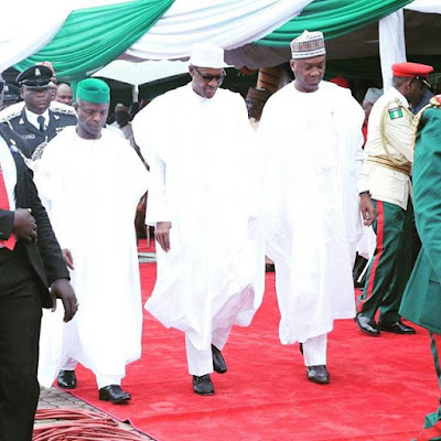 Buhari,Saraki and Osinbajo at Nigeria 55th independence day celebrations in Abuja