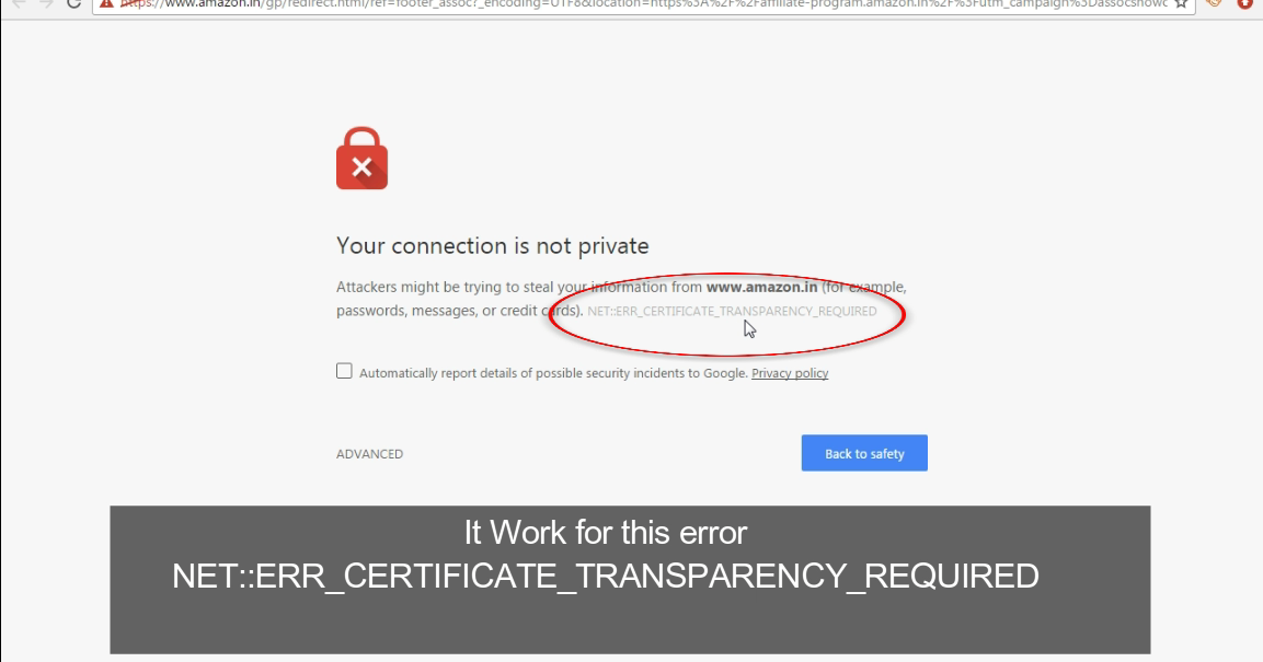 Fix google chrome "your connection is not private." GCRT