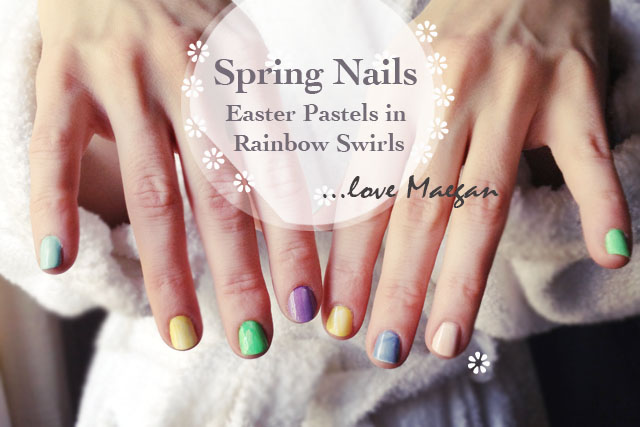 Spring Nails, Easter Pastel Manicure, marbled nail art