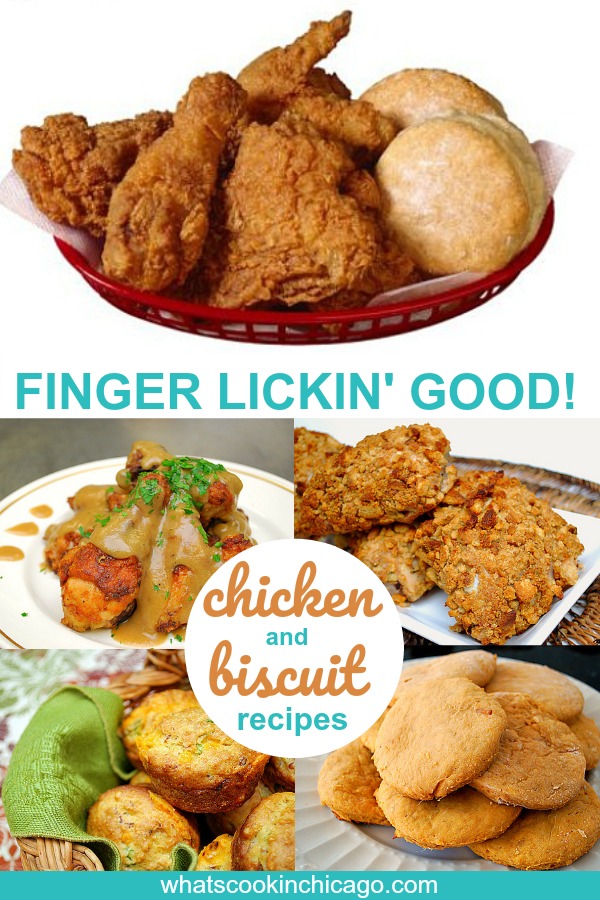 photo collage of chicken & biscuit recipes