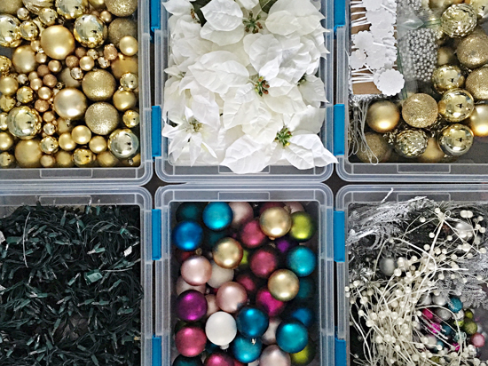Iheart Organizing Holiday Decor Storage Organization Tips I Did My Best To Sort The Bins By Categories That Fit Together Garland Was D In Two Ribbon And Tree Embellishments Were Another Bin