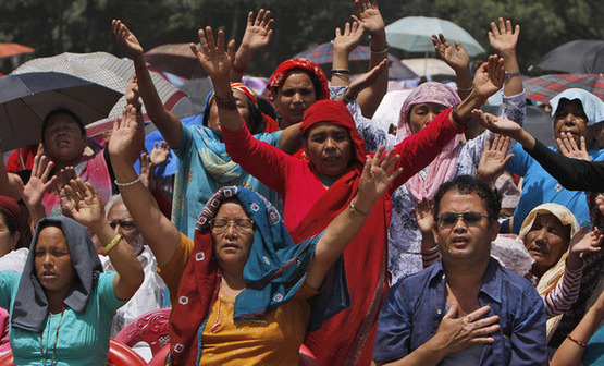 Cristianos de Nepal protestando