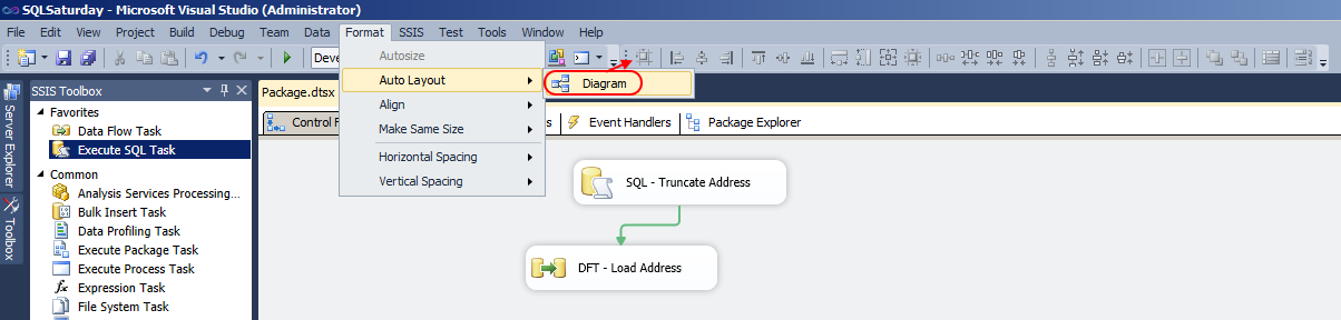Microsoft SQL Server Integration Services: 'Auto Layout - Diagram ...