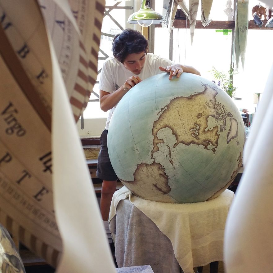 Peter hopes his skills can be passed down within his family - One Of The World’s Last Remaining Globe-Makers That Use The Ancient Art Of Making Globes By Hand