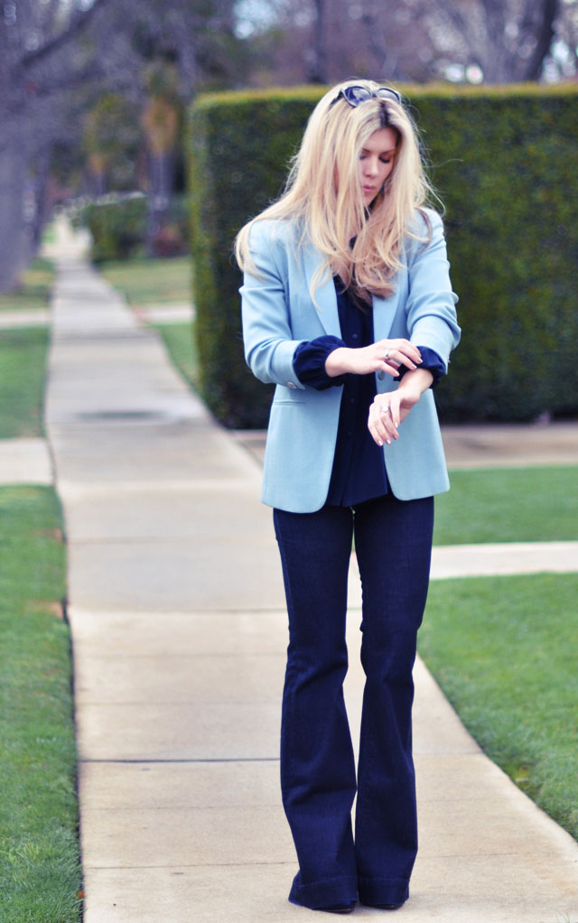 monochrome blue outfit