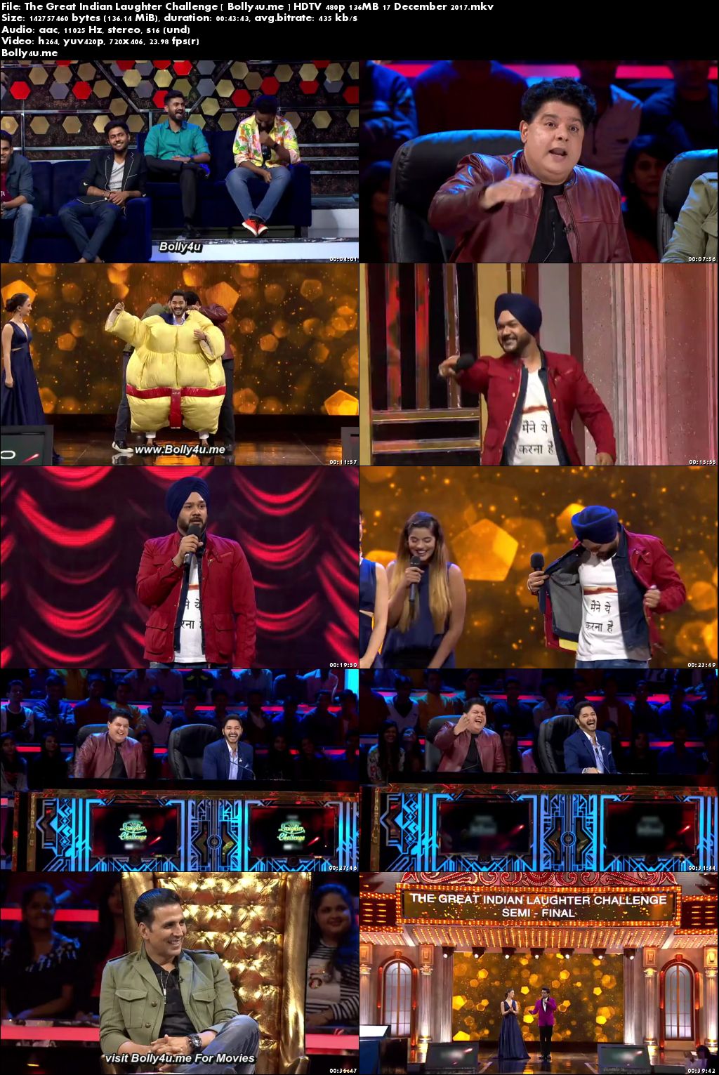 The Great Indian Laughter Challenge HDTV 480p 140MB 17 Dec 2017 Download