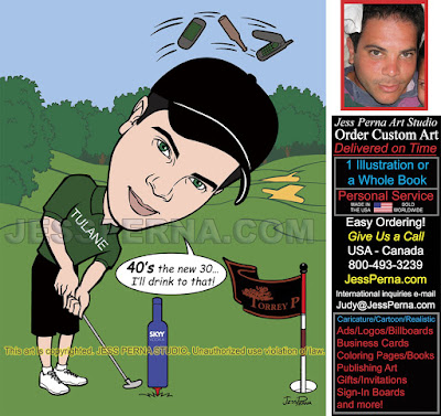 Golfer 40th Birthday Caricature from a  Photo