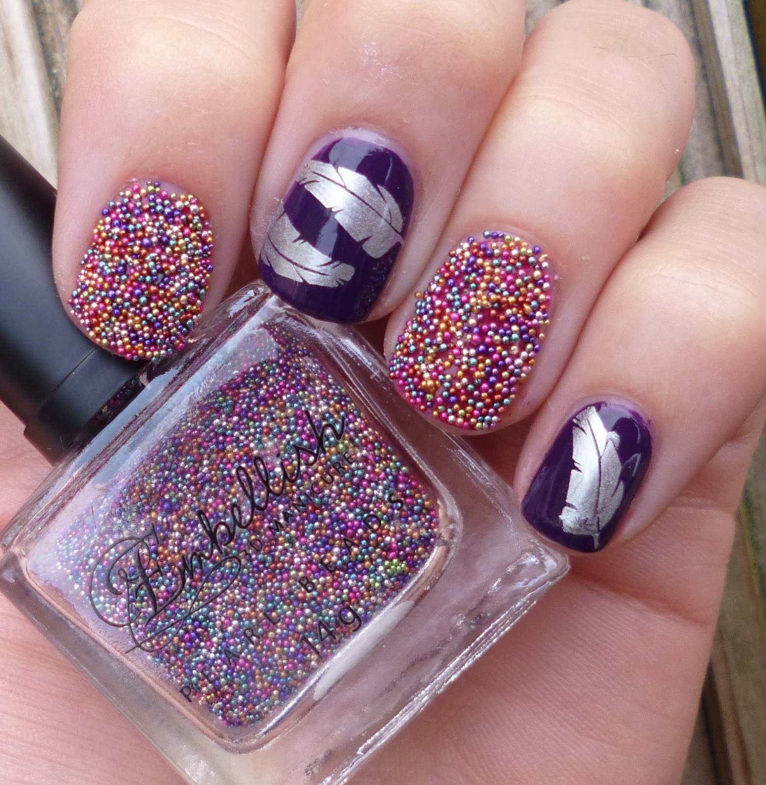 Lou is Perfectly Polished Caviar Beads and Feather Nails