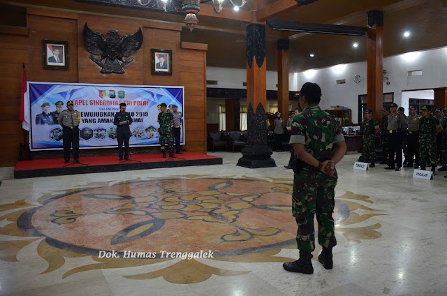 Gelar Apel Sinergitas TNI-POLRI, Polres dan Kodim 0806 Trenggalek Siap Amankan Pemilu 2019