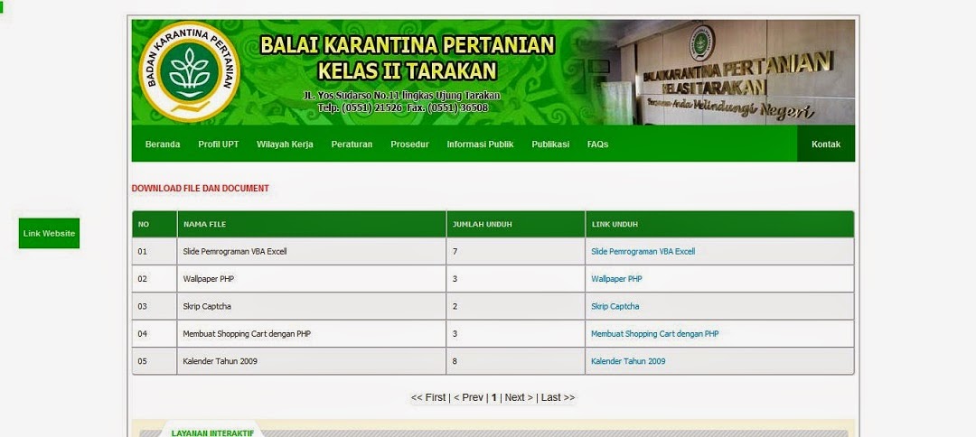 Tampilan halaman download template lokomedia karantina