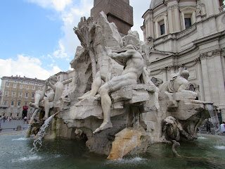 The Fontana dei Quattro Fiume - the Fountain of the Four Rivers - in Piazza Navona in Rome
