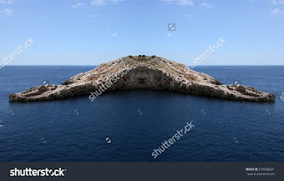 Geometric composition of surrealistic landscapes of Ibiza, Balearic Islands, Spain, Phantom island, surreal island, treasure island, Geometric composition of surrealistic landscapes of Ibiza, Balearic Islands, Spain, Phantom island, surreal island, treasure island,