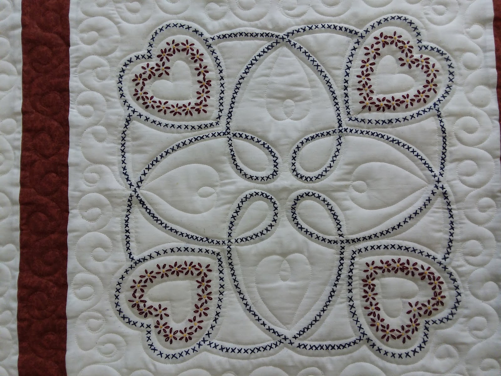 Down To Sew Embroidered Hearts Quilt blocks