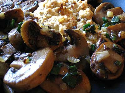 Scrambled Ricotta with Pan-Fried Mushrooms and Scallion