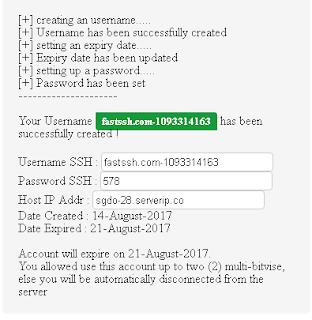 Akun Premium SSH Server Singapore DO 28