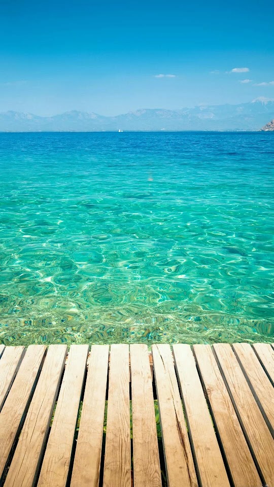 Wooden Dock Transparent Sea Water  Android Best Wallpaper