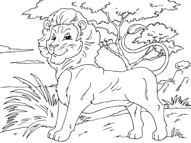 Gambar Mewarnai Singa Untuk Anak - 2 Gambar Mewarnai Singa Untuk Anak - 2