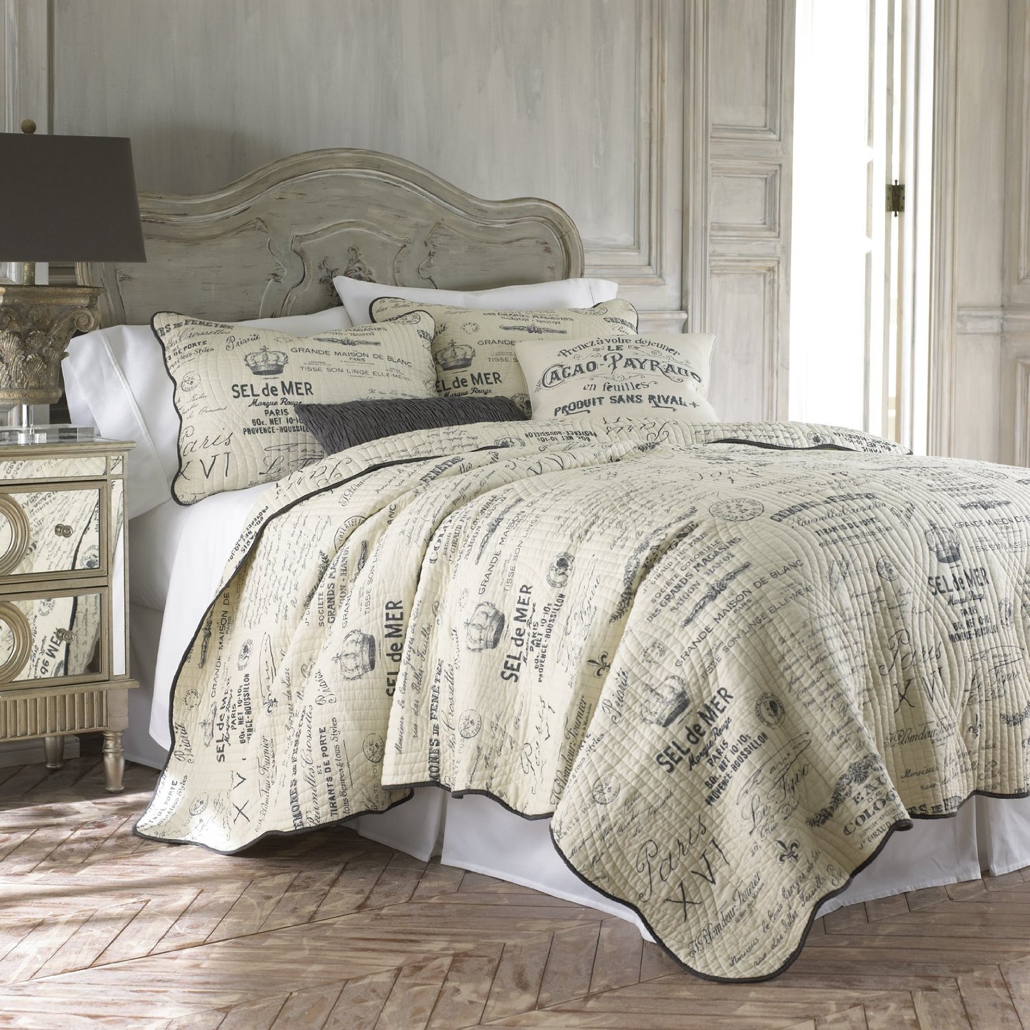 French Script Pillows Comforters Sets Themed Bedding French Script Comforter Sets Quilted W Pillow Shams