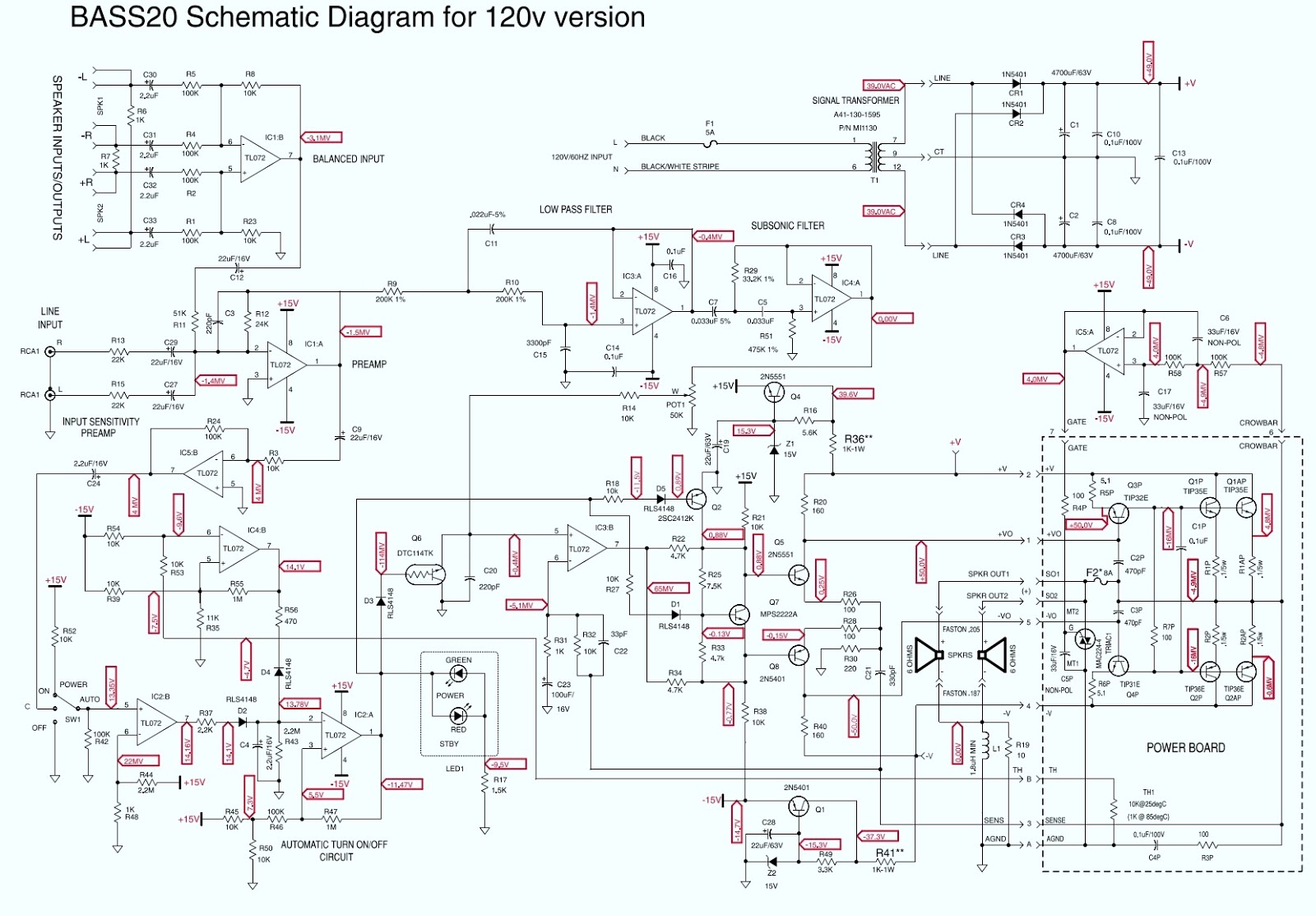 Electro help: JBL BASS 20 Powered Subwoofer – Circuit diagram