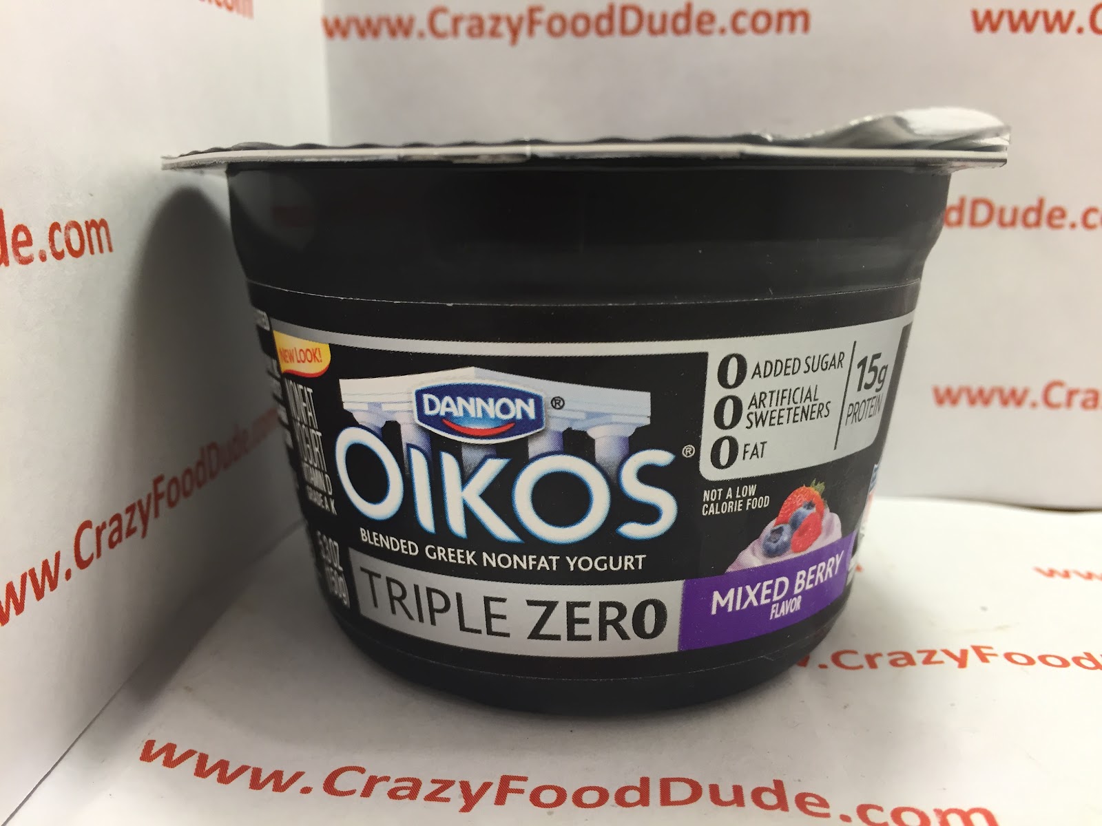 Crazy Food Dude Review Dannon Oikos Triple Zero Mixed Berry Blended