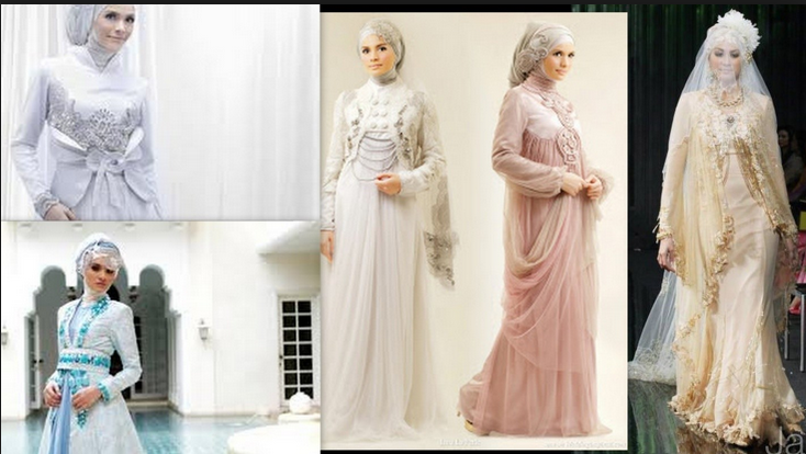 gaun pengantin muslimah modern sutra