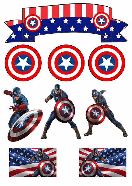 Captain America: Free Printable Cake and Cupcake Toppers.