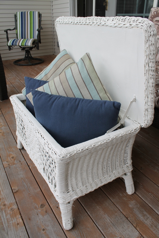 vintage wicker bench
