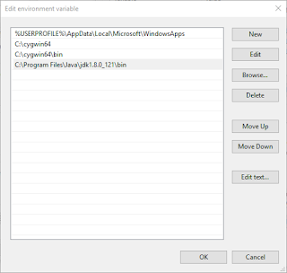 Menginstal Java di Windows 10 menambahkan path java bin di environtment windows 10