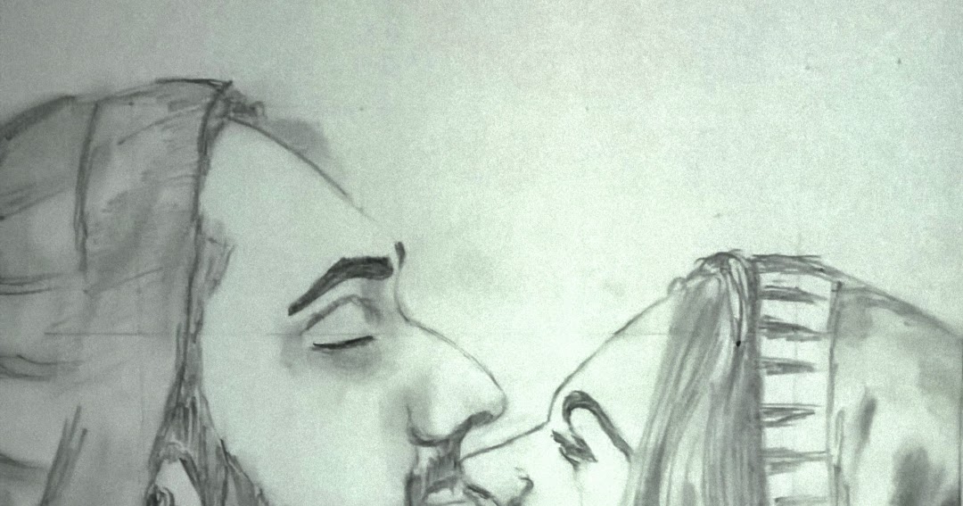 Kissing Lovers pencil sketch