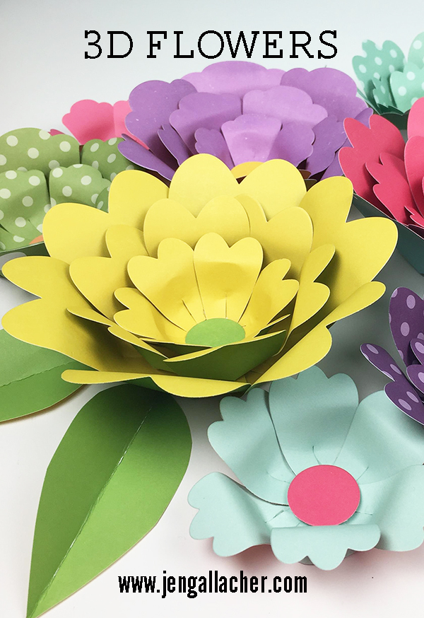 3D Paper Flowers from Jen Gallacher www.jengallacher.com. #paperflower #diecutting #kidscraft #jengallacher