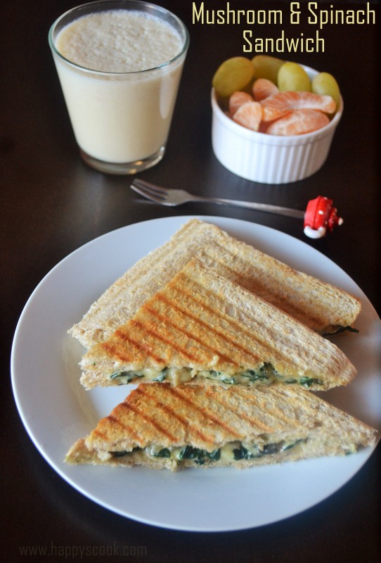 Mushroom & Spinach Sandwich Recipe Mushroom & Spinach in White Sauce