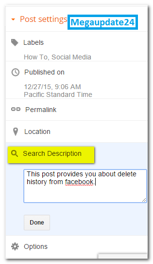 Add Meta Description, blogger blog