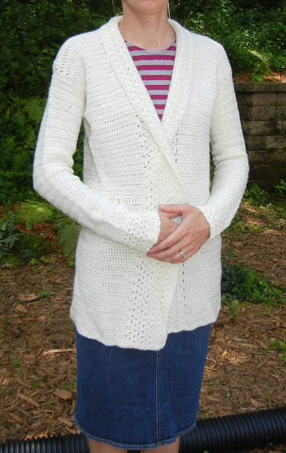 A Willing Worker...: My First Crocheted Garment - White Cardigan