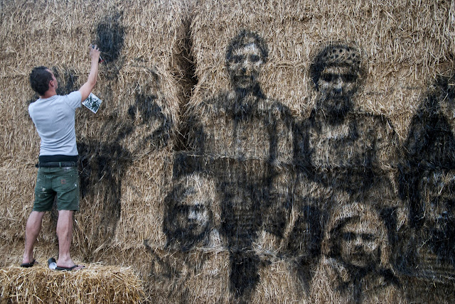 Street Art By Borondo On Straw. In Roma, Italy.