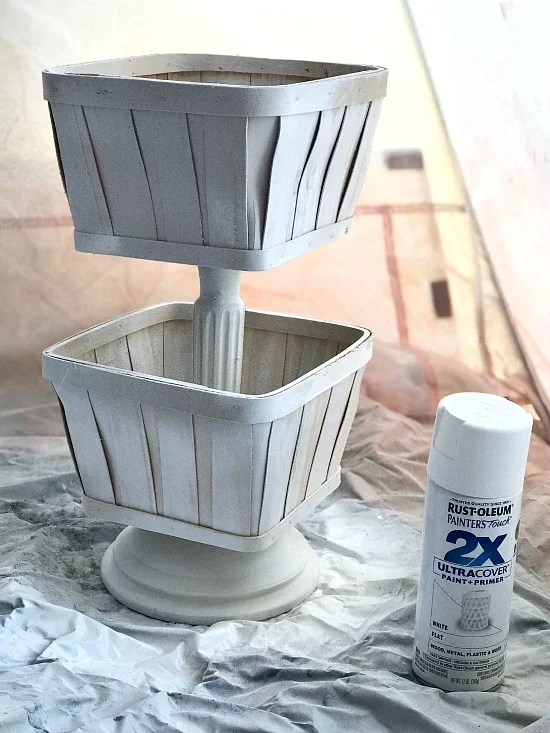 Using a Spray Shelter to Spray Paint a Tiered Basket.