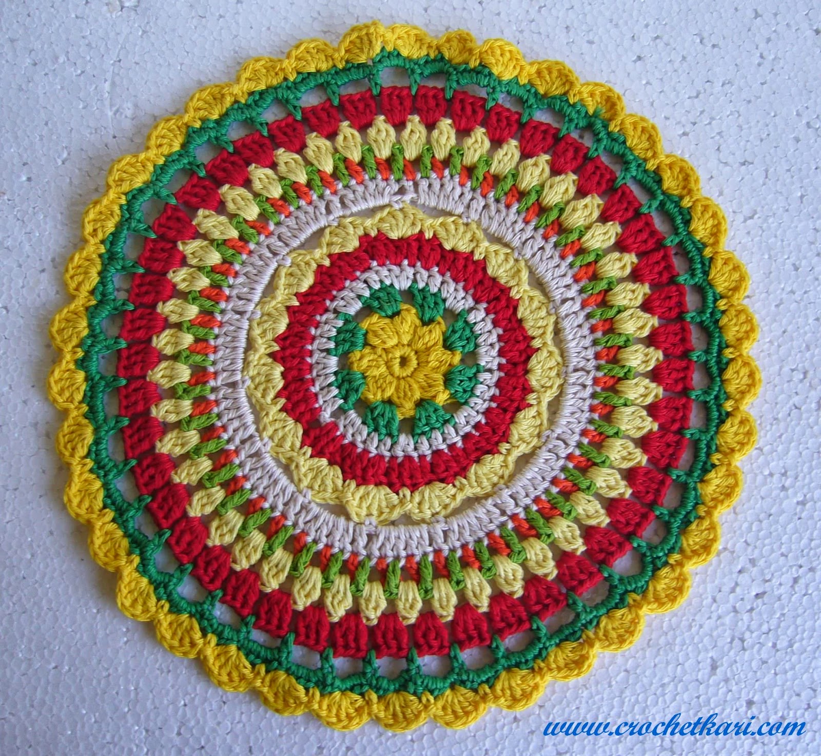 Rising sun crochet mandala