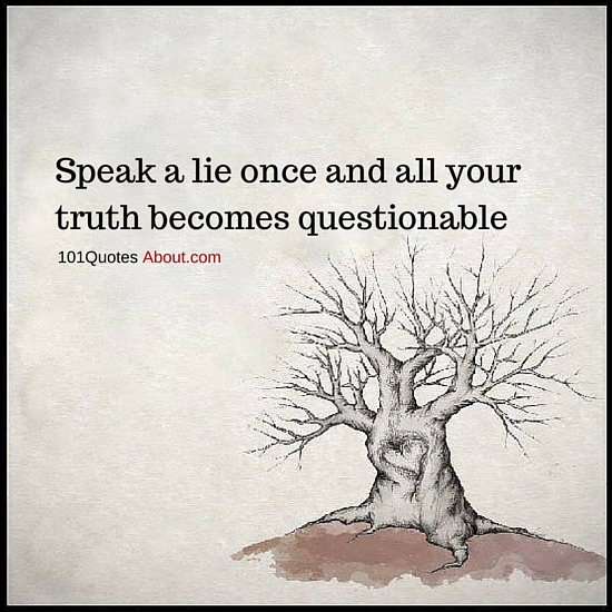 Speak a lie once and all your truth becomes questionable - Truth Quote