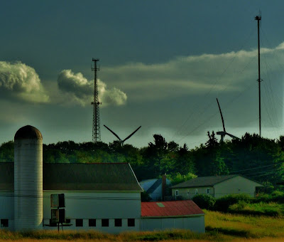 A Self Supporting Tower,A Guyed Tower and some Wind Turbines