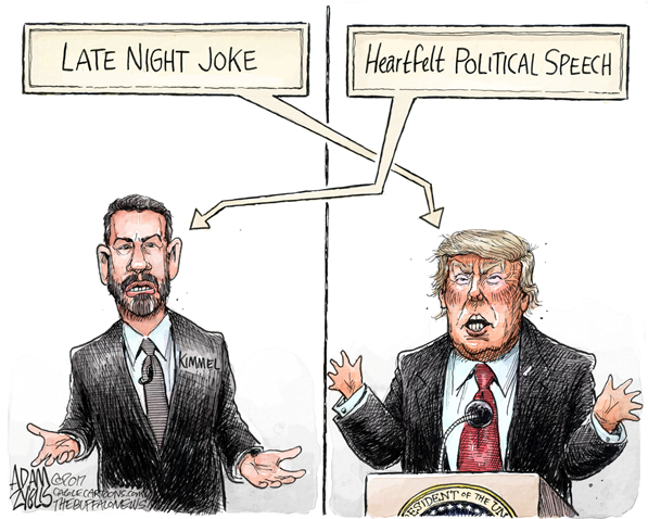 Images of Donald Trump and Jimmy Kimmel.  Trump is lableled 