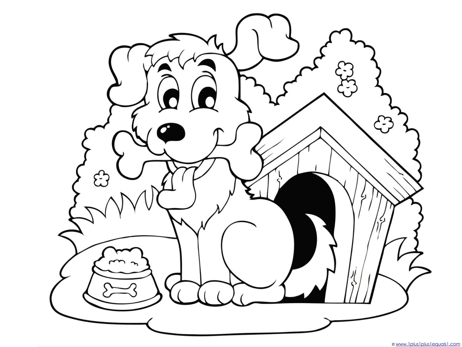 Coloring Pages Dog and Cats for Preschool - Malvorlage