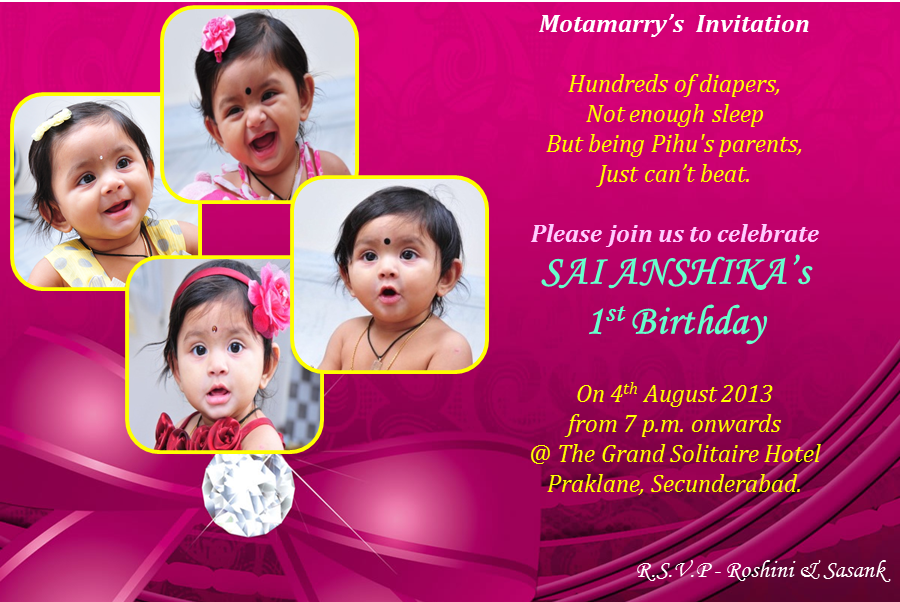 Hobby, Fun, Art: First baby: 1st Birthday Invitation
