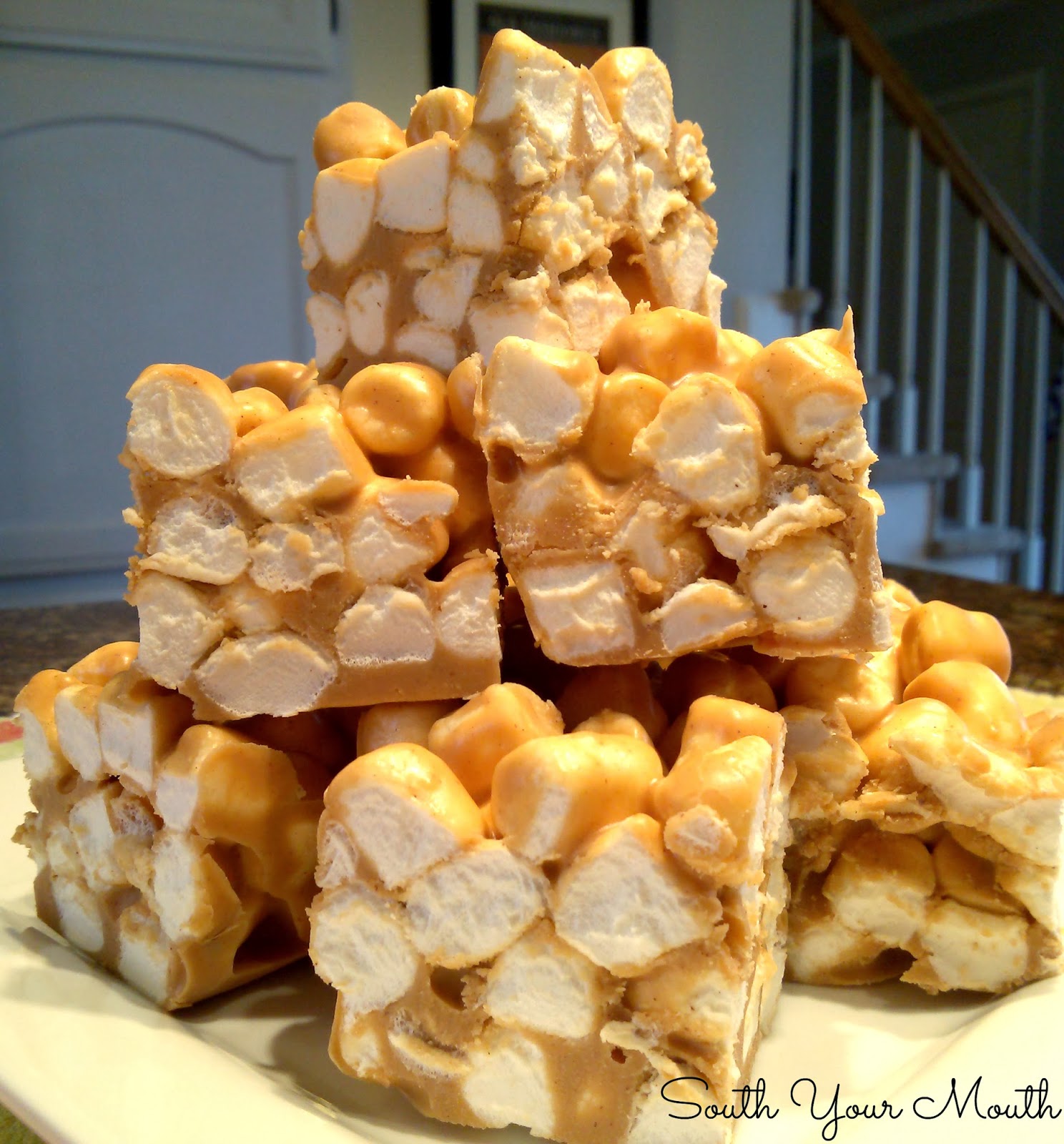 Fluffernutter Squares! Peanut butter marshmallow squares made with peanut butter chips. Only three ingredients!