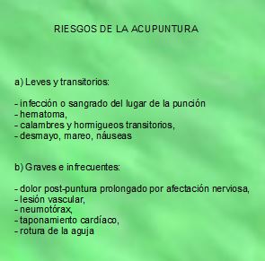 Riesgos de la Acupuntura. Fuente: Integra Salud Talavera