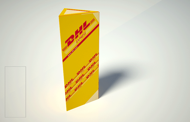 packaging DHL, diseño grafico