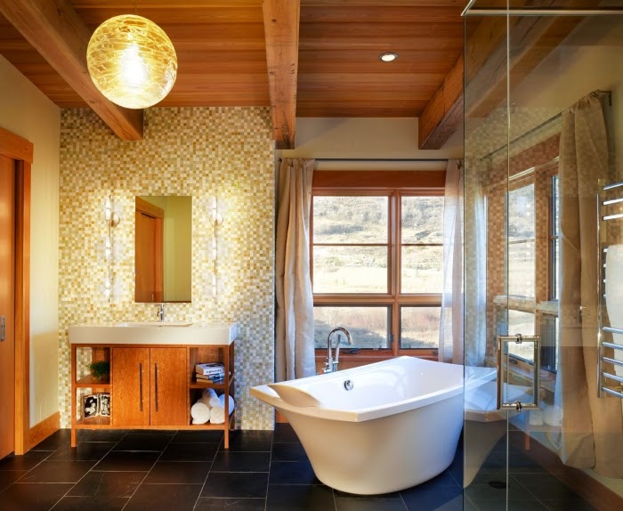 bathroom wall lights, luxury bathroom chalet style