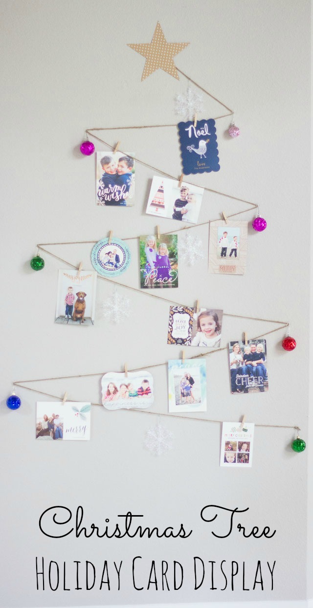 A simple way to display your holiday cards - you can make this tree as large as you want! || http://www.designimprovised.com