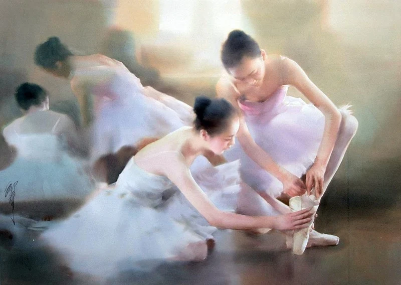 Liu Yi 1958 | Chinese Figurative Watercolour painter | The Ballet dancer