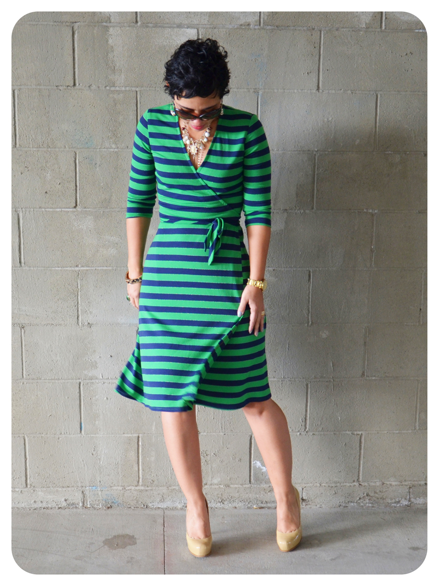 OOTD: DIY Striped Wrap Dress + Pattern Review KS 3489 |Fashion ...