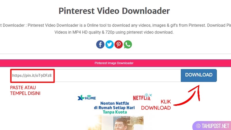 Cara Download Video di Pinterest Tanpa Aplikasi - Tempel/Paste Tautan
