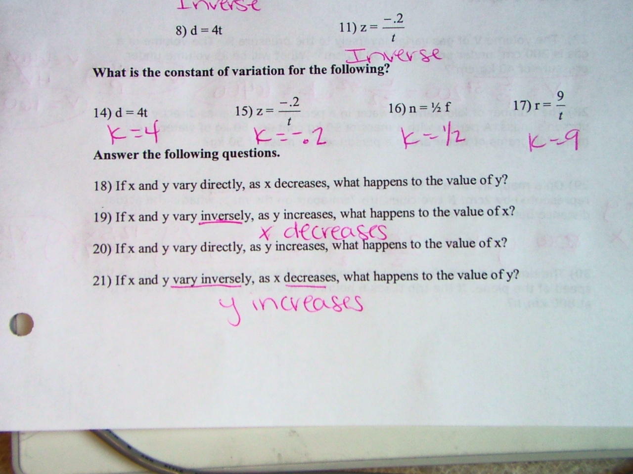 Direct variation equation picture